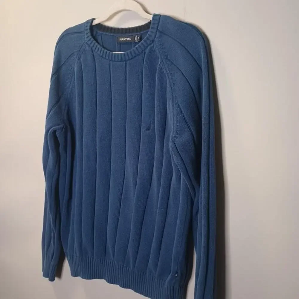 Nautica blue ribbed knit sweater